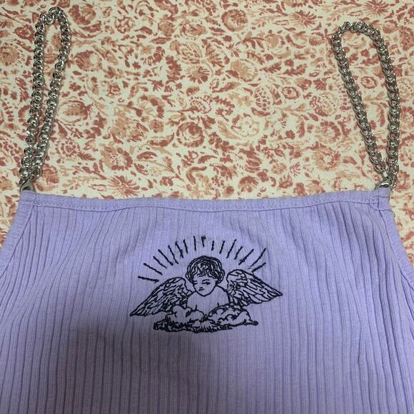 Derek Heart Angel purple crop top with chain straps size large - Picture 2 of 5